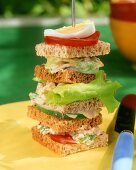 Towering club sandwich