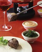 Classic Fondue Bourguignonne with beef fillet