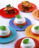 Tomato & sheep cheese mousse & vegetable lasagne, party buffet