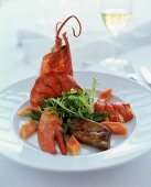Lobster with sautéed goose liver and lettuce