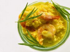 Risotto alla milanese con scampi (saffron rice with shrimp)