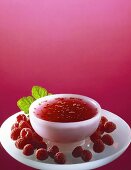 Cold soup with raspberries