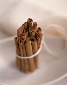 A bundle of cinnamon sticks (from above)