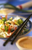 Rice noodle salad with vegetables and peanuts