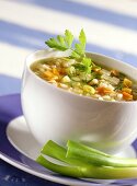 Spring soup with rice and parsley