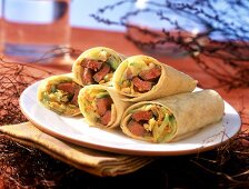Burritos filled with rump steak and cabbage salad