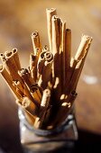 Cinnamon sticks in glass