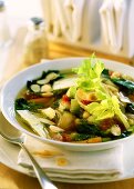 Minestrone ligure (Vegetable soup with almond pesto)
