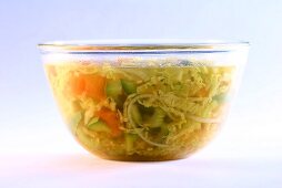 Low-calorie cabbage soup with carrots