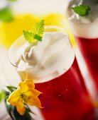 Strawberry jelly with whipped cream
