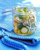 Vegetable salad in preserving jar