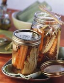Fennel and carrots in preserving jars