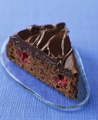 Piece of chocolate raspberry cake