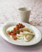 Mozzarella with diced tomatoes and basil