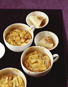 Apple puddings with cinnamon and vanilla parfait