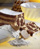 Marble cake with baking ingredients