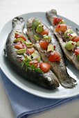 Oven-baked trout with avocado salsa