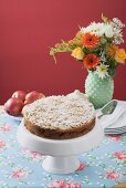Apple crumble cake with icing sugar