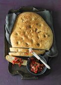 Focaccia with tomato salsa