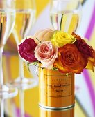 Roses and champagne glasses
