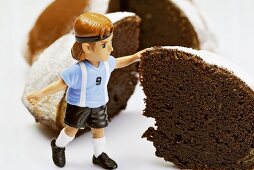 Chocolate cake with footballer