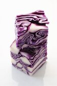 Two cubes of red cabbage