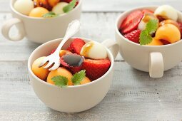 Strawberry and melon salad with balsamic vinegar