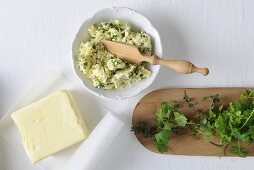 Herb butter with ingredients