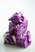 Pieces of red cabbage, stacked