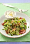 Broad bean salad with pancetta and shallots