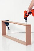 Making a console table (screwing wooden frame together with cordless screwdriver)