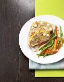 Meatloaf with potato crust and vegetables