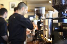 Barista at work in a cafe