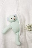 Baby bathrobe with teddy bear