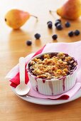 Pear and blueberry pudding