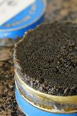 Black caviar in a tin