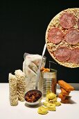 Assorted convenience foods (pizza, ravioli, fish fingers etc.)