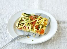 Vegetable tart with potato pastry