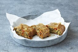 Wholemeal strudel with soya bean sprouts