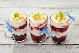 Mascarpone and berry dessert with biscuits