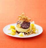 Mashed potato and parsnip with black pudding