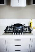 A gas hob in a kitchen