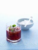 Mint Julep with blood plums and crushed ice