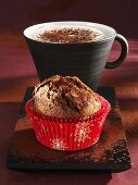 Gingerbread muffin and cappuccino