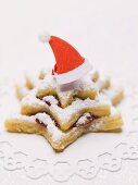 Star biscuit with Santa hat