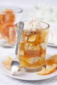 Layered dessert of orange marmalade and meringue