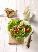 Lettuce with radishes and tomatoes