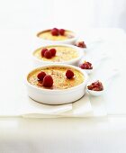 Creme brulee with foie gras and raspberries