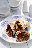 Wraps filled with barbecued vegetables