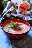 Nut soup with meat and herbs